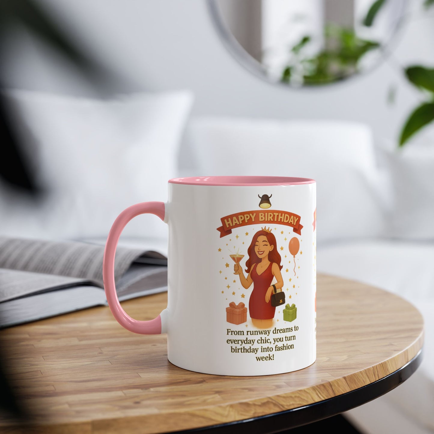 Happy Birthday Two-Tone Coffee Mug - Stylish Gift for Fashion Lovers