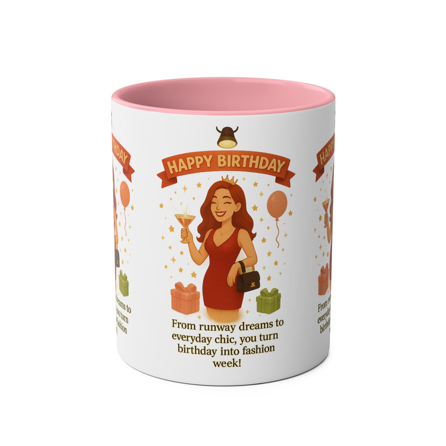 Happy Birthday Two-Tone Coffee Mug - Stylish Gift for Fashion Lovers