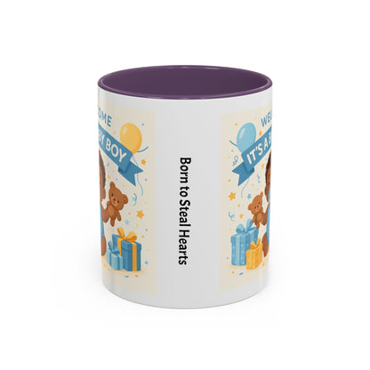 Welcome Baby Boy Coffee Mug - Born to Steal Hearts - Perfect Baby Shower Gift