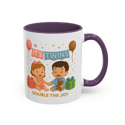 Funny Twin Celebration Coffee Mug - 'It's Twins, Double the Joy'