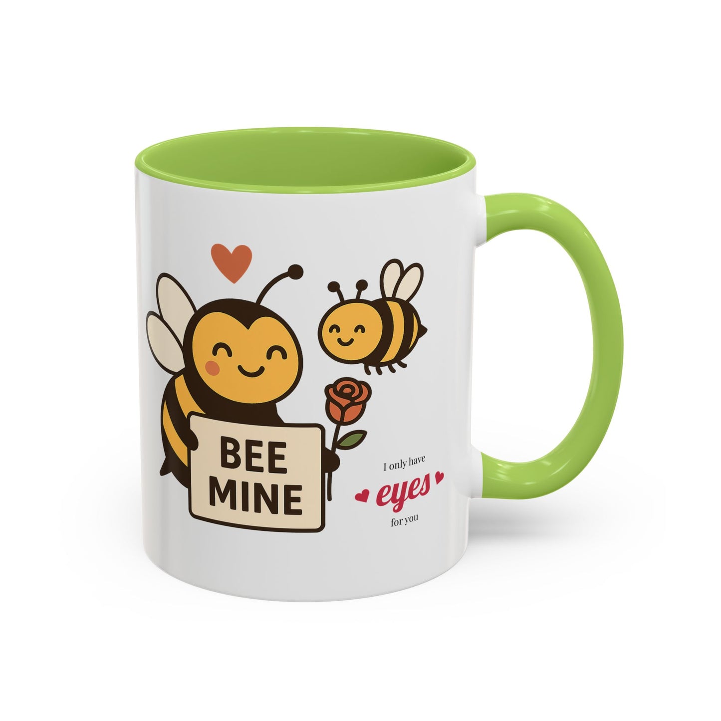 Bee Mine Accent Coffee Mug - Buzzing with Love, Cute Gift for Valentine’s Day, Best Friend, Love, Bee Lovers, Cozy Mornings