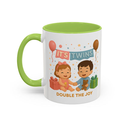 Funny Twin Celebration Coffee Mug - 'It's Twins, Double the Joy'
