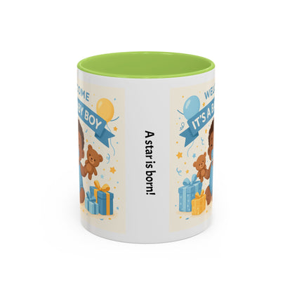 Baby Boy Announcement Coffee Mug, Newborn, Welcome Baby Boy Gift