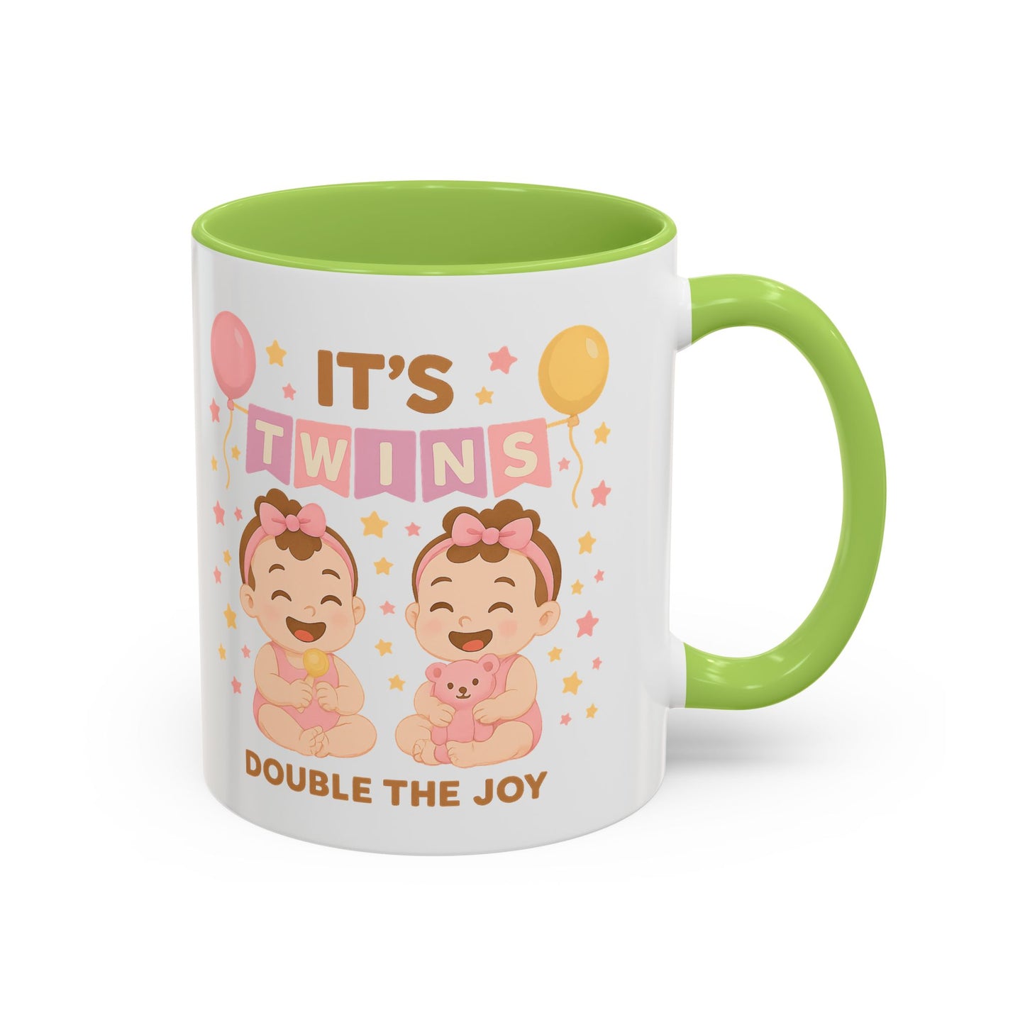 Twin Celebration Coffee Mug, Cute Twins Mug for Parents, Baby Shower Gift, Personalized Coffee Cup, Double the Joy Mug