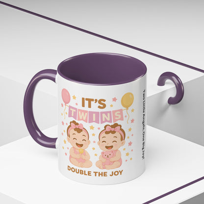 Twin Celebration Coffee Mug, Cute Twins Mug for Parents, Baby Shower Gift, Personalized Coffee Cup, Double the Joy Mug