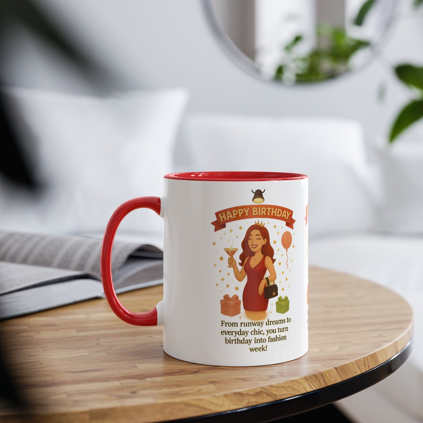 Happy Birthday Two-Tone Coffee Mug - Stylish Gift for Fashion Lovers