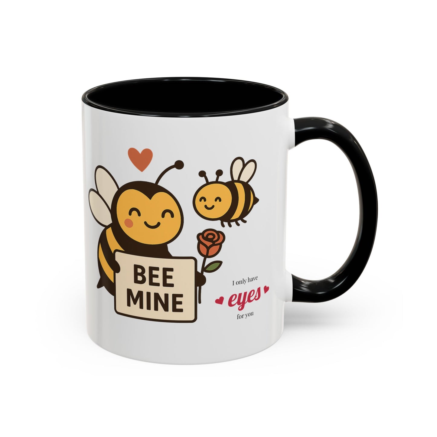 Bee Mine Accent Coffee Mug - Buzzing with Love, Cute Gift for Valentine’s Day, Best Friend, Love, Bee Lovers, Cozy Mornings