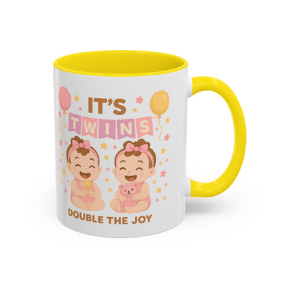 Twin Celebration Coffee Mug, Cute Twins Mug for Parents, Baby Shower Gift, Personalized Coffee Cup, Double the Joy Mug