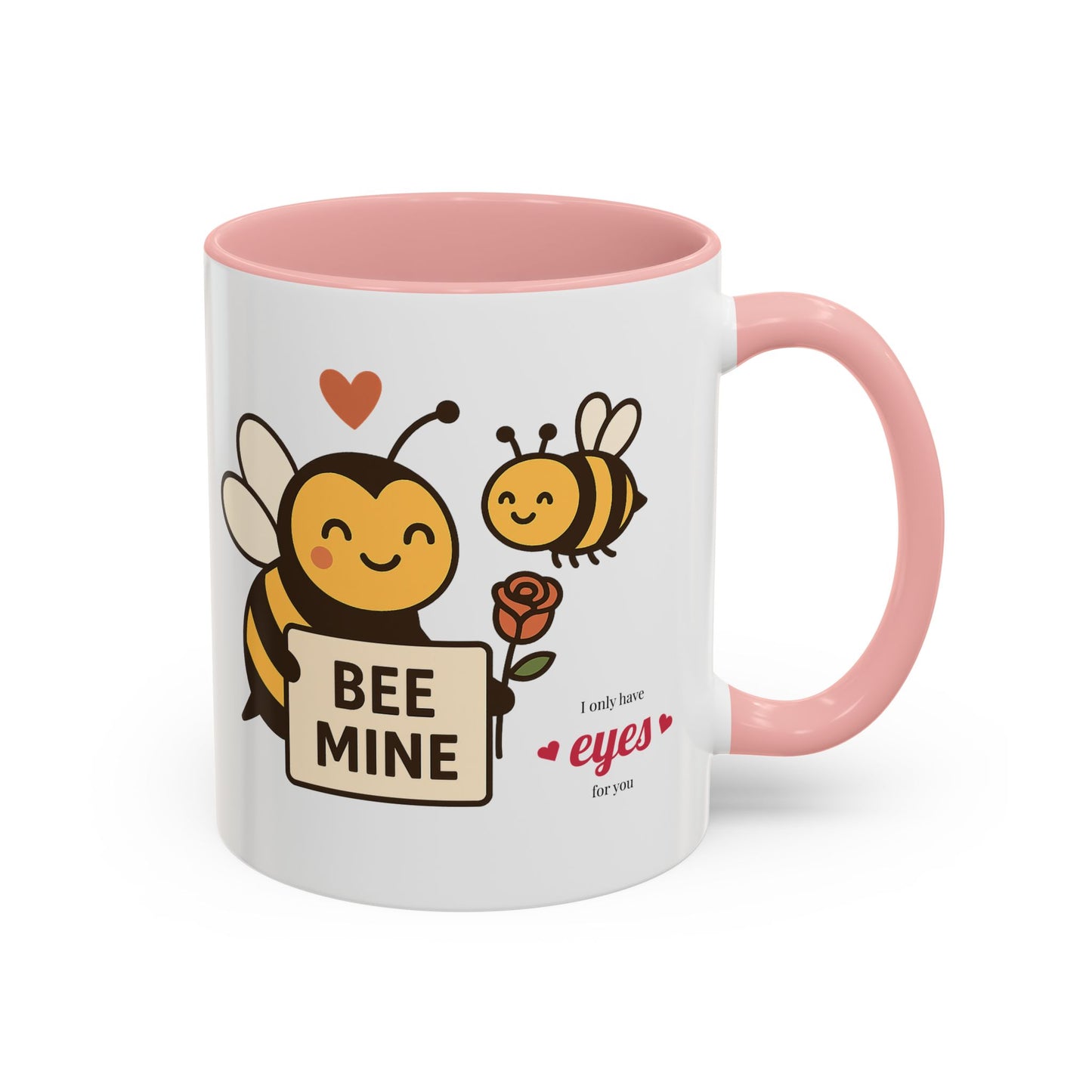 Bee Mine Accent Coffee Mug - Buzzing with Love, Cute Gift for Valentine’s Day, Best Friend, Love, Bee Lovers, Cozy Mornings