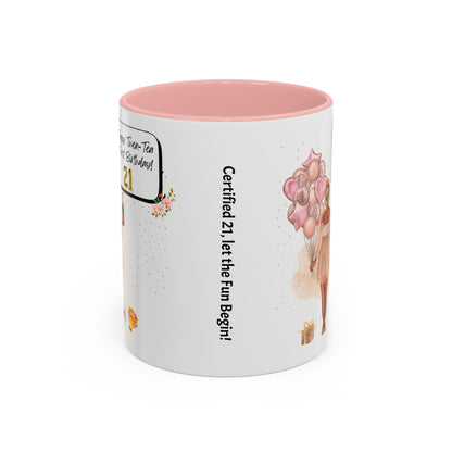 21st Birthday Celebration Coffee Mug, Funny Gift for Turning 21