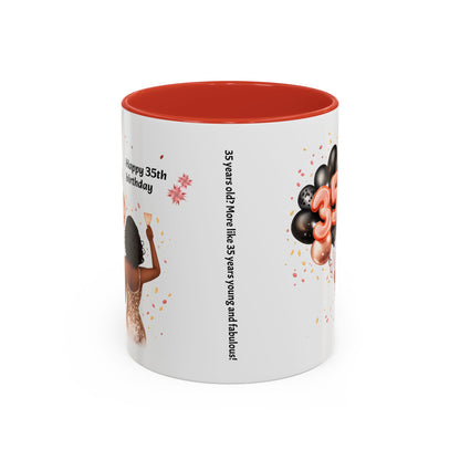 Accent Coffee 35th birthday woman with balloon Mug