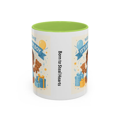 Welcome Baby Boy Coffee Mug - Born to Steal Hearts - Perfect Baby Shower Gift