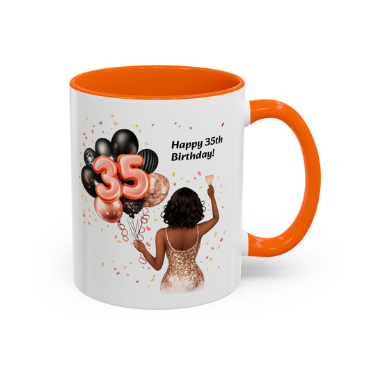 Accent Coffee 35th birthday woman with balloon Mug
