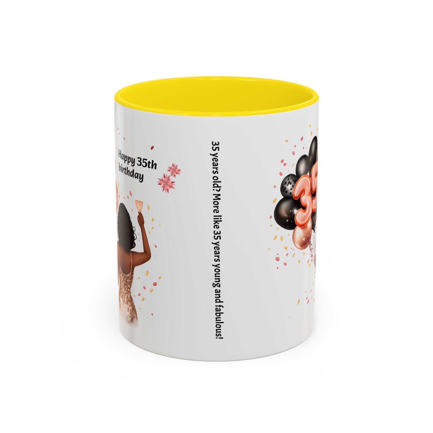 Accent Coffee 35th birthday woman with balloon Mug