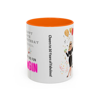 Happy 30th Birthday Accent Coffee Mug, Fun Gift for Her, Toast to Turning 30, Unique Drinkware for Parties