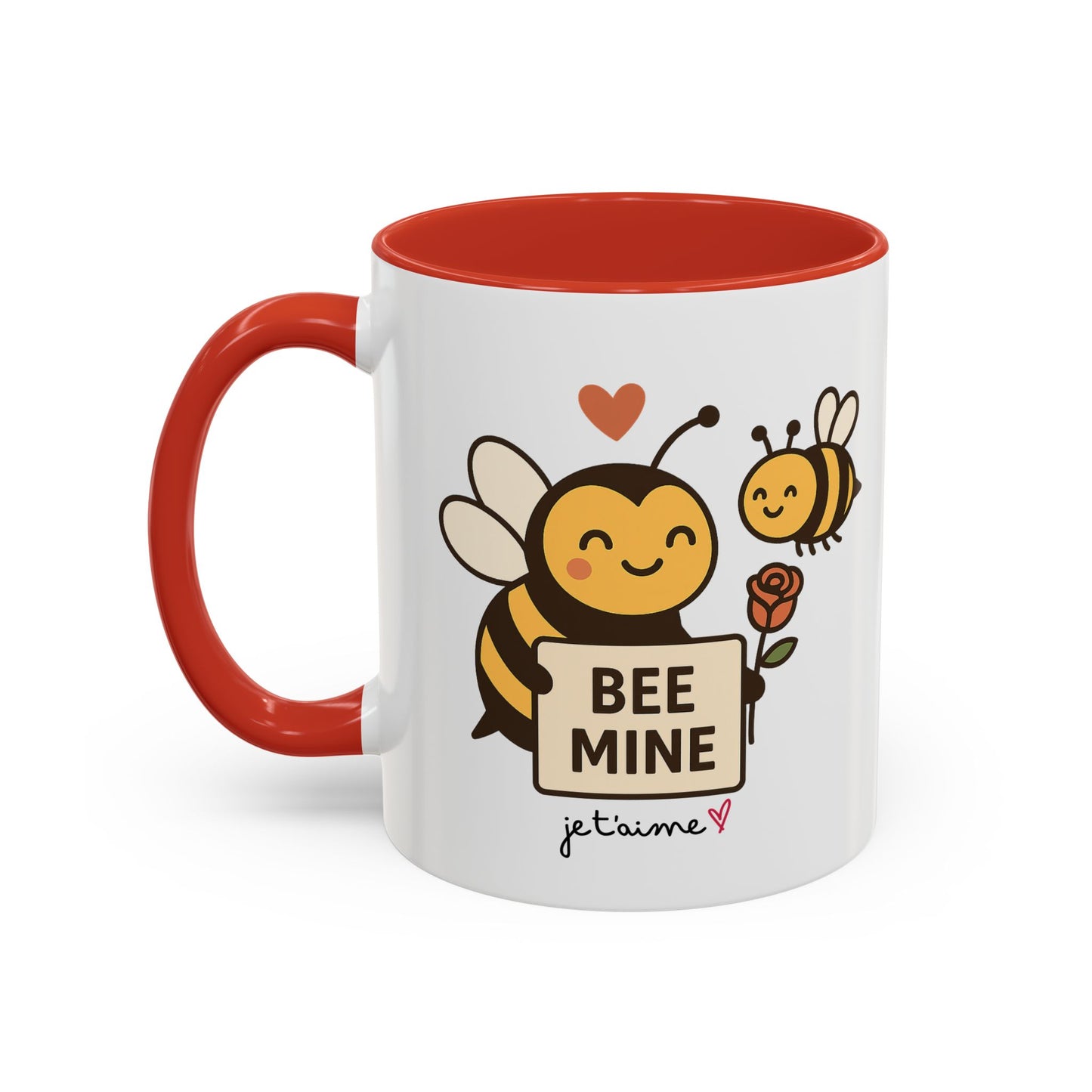 Bee Mine Accent Coffee Mug - Buzzing with Love, Cute Gift for Valentine’s Day, Best Friend, Love, Bee Lovers, Cozy Mornings