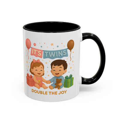 Funny Twin Celebration Coffee Mug - 'It's Twins, Double the Joy'