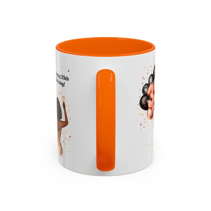 Accent Coffee 35th birthday woman with balloon Mug